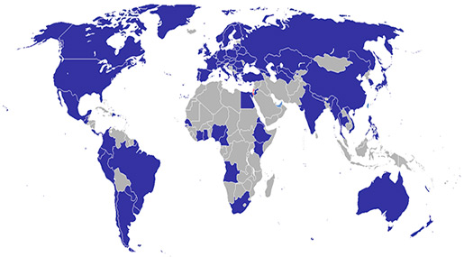 Map of diplomatic mission of the "Israeli" entity